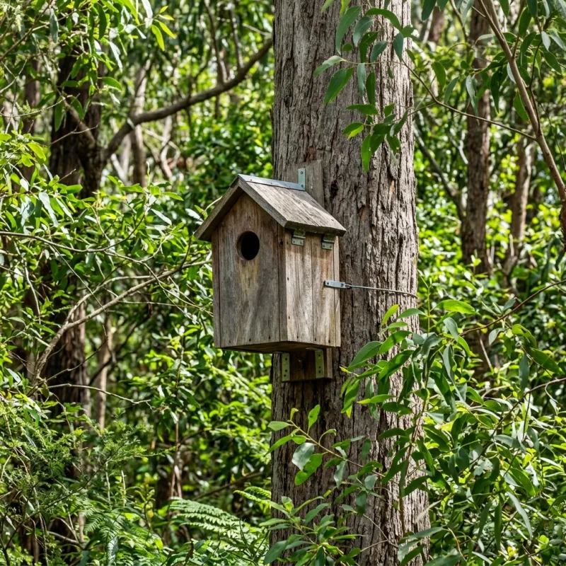 Animal nesting box installed as a humane alternative to a Sunshine roof cavity