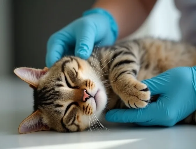 Specialist carefully handling a deceased cat with dignity in Sunshine